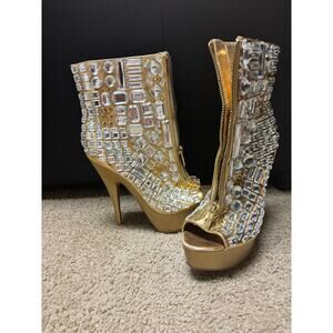 Gold Rhinestone Heels size 7